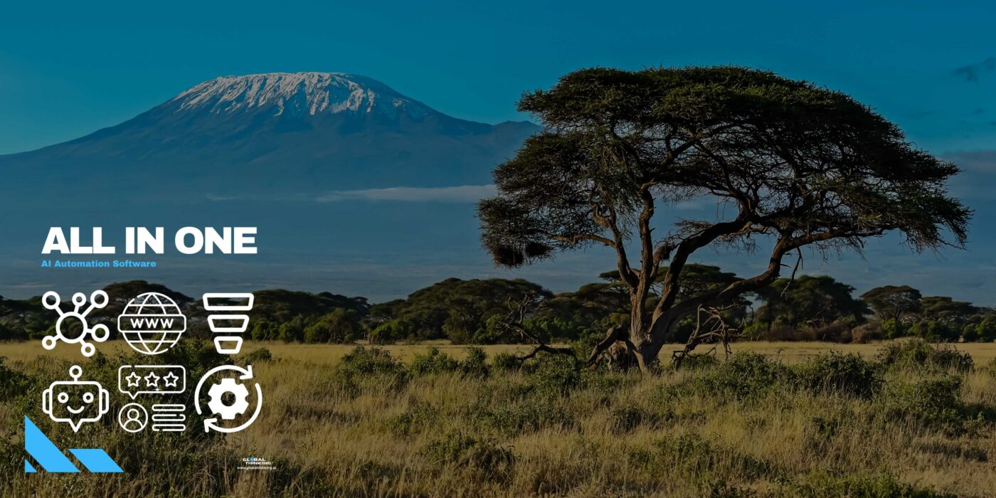 Mt. Kilimanjaro photo, from Amboseli National Park in Kenya, promotingGlobalThinking App - AI Automation Software for Safari and Wildlife Operators