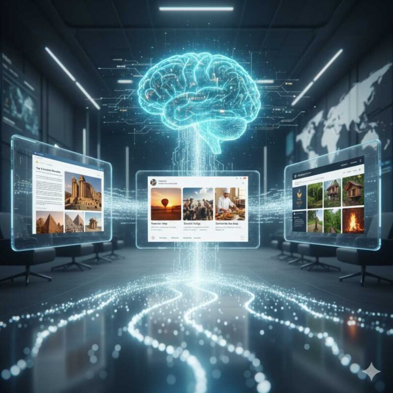 Image of AI assisting with content creation for tourism operators.