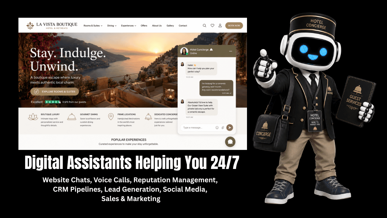 AI agent presenting AI automation services for Hotels and B&Bs