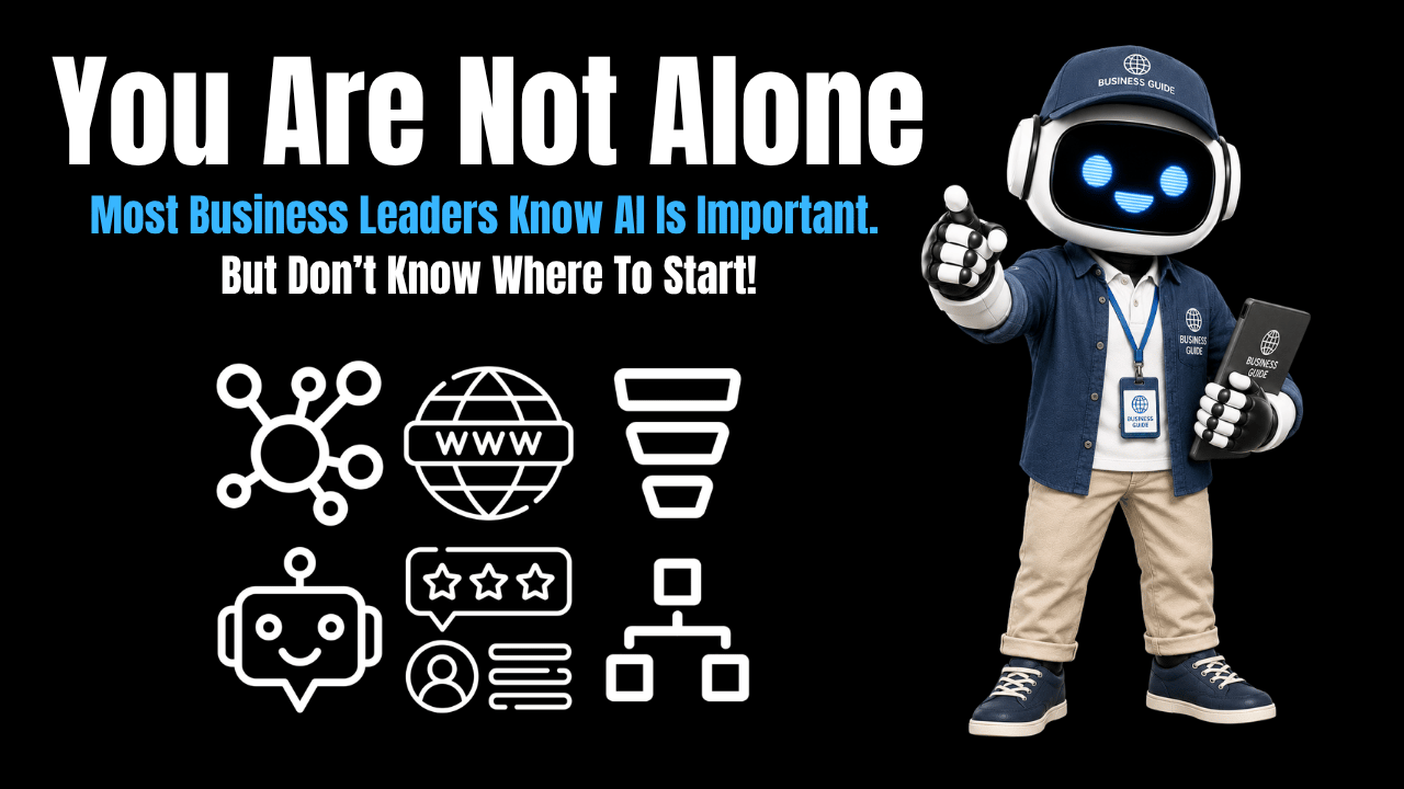 AI Agent Dressed as Business Consultant Pointo to Sign For AI Agents Business - Where to Start